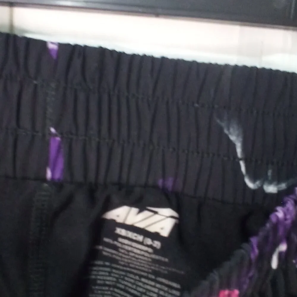 Avia Shorts Women XS 0-2 Running Active Athletic Liner Pattern Black Purple